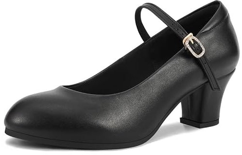 Salsa-Tanzschuhe mit Knöchelriemen, für Damen, Charakterschuhe, Schwarz, 41 EU