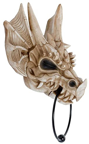 mtb more energy Türklopfer ''Dragons Lair'' - Skelett Drachenschädel Anklopfer - 25x19 x10 cm - Fantasy Drachen Dekoration Haustür