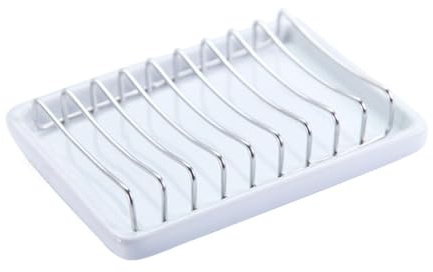 Cabilock Keramik Seifenbehälter Mit Ablauf Seifenhalter Aus Hochwertigem Material Schlicht Und Elegant Für Dusche Badewanne Arbeitsplatte Und Küche