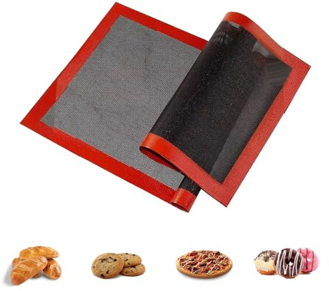 Plplaaoo - Lot de 2 Tapis de Cuisson & Pâtisserie en Silicone Micro-Perforé, 11.81x15.75in Plaque de Cuisson Antiadhésive Réutilisable avec Fibre de Verre pour Pizza & Biscuits