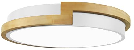 Himmel Slip Holz LED Unterputz Deckenleuchte, 40cm Runde dimmbare Deckenleuchte, 2700K-6000K wählbare minimalistische Deckenleuchte für Wohnzimmer, Schlafzimmer (weiß, 40cm)