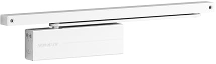 TESA DC175 DC175-9016 cierrapuertas, EN 3/4, para puertas hasta 80 kg, brazo deslizante, para puertas cortafuegos, acabado Blanco RAL 9016, instalación en superficie, control de cierre regulable