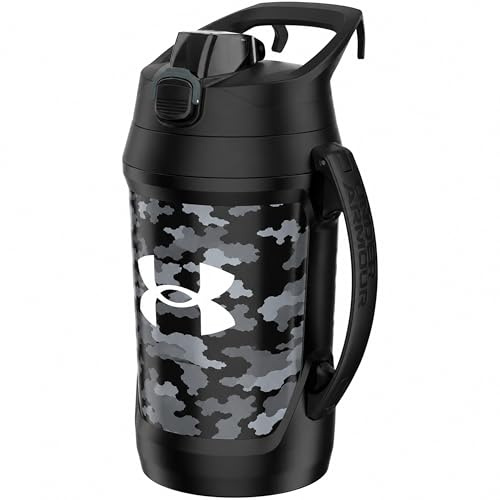 Under Armour Sports Water Jug, 64oz Insulated Water Bottle w/Handle, Half Gallon, Fence Hook, Leak Resistant, Baseball, Football & More