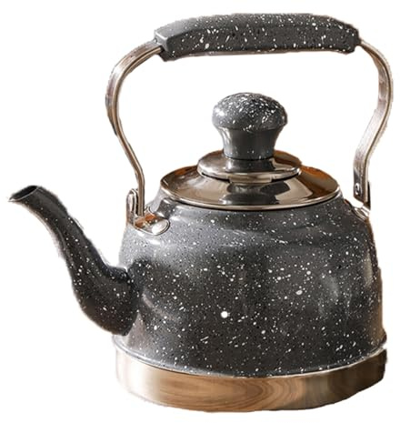 WLDOCA Bouilloire sifflante INOX - Théière 1 L/1.5L/2L, Compatible avec plaques à Induction céramique,Cuisinière,Bouilloire gaz, Tous Feu Donc Induction, Poignée Résistante à la Chaleur,Gris,1.5L