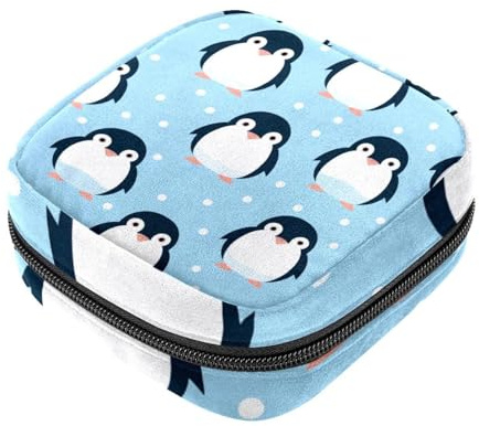 Sacchetto di immagazzinaggio del tovagliolo sanitario,Borsa mestruale,Pinguino del fumetto,Borse sanitarie per prodotti femminili