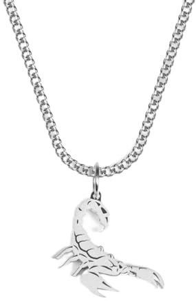 UNSHINEBAR Skorpion Kette mit Anhänger für Herren und Damen - Streetwear Cuban Halskette mit Sternzeichen Skorpion Anhänger aus Edelstahl und 18K Gold - Wasserfeste Kette - 50-55cm Länge verstellbar