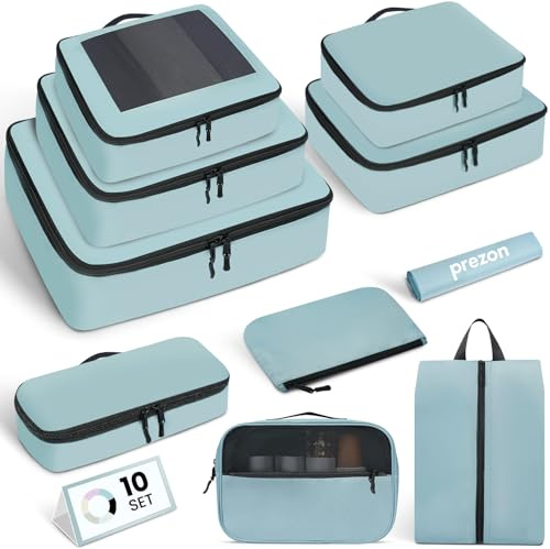 Prezon Packing Cubes for Suitcase 10 Set, Leichtgewichtige Gepäck Packing Organizer Packing Cubes für Reisezubehör