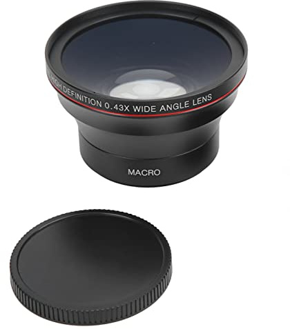 Objectif Grand Angle 58 Mm 0,43 X en Alliage D'aluminium, Objectif Macro en Verre Optique avec Objectif Macro pour Photographie de Paysage, Accessoires D'appareil Photo Numérique