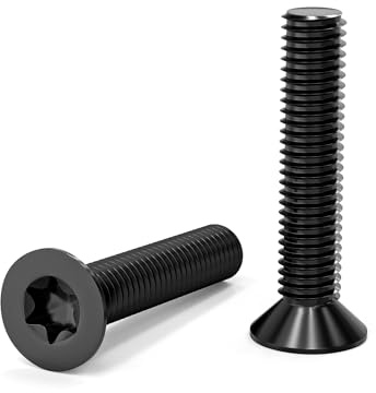ORTAVA 20 Stück Senkkopfschrauben M6 x 30 mm, M6 Senkkopfschrauben Torx Edelstahl 304, Senkkopfschraube mit Innensechsrund/Torx (ISR/TX) nach Norm ISO 14581 / DIN 965, für Maschinen, Möbel (Schwarz)