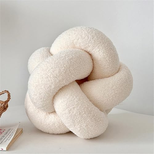 Viusneun Knotenkissen - Rundes Wurfkissen, Geknotetes Kissen für Sofa Bett Deko Rundes Plüschkissen für Kind Schlafzimmer (Beige)