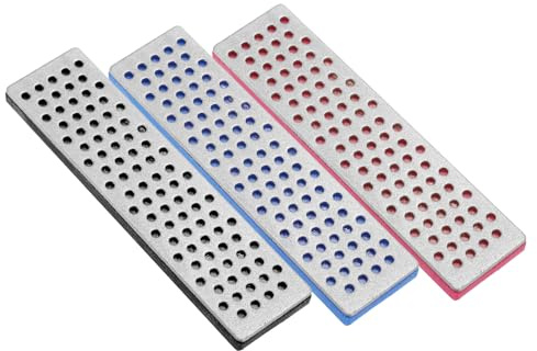 PATIKIL Ski Snowboard Pietra Diamantata 100mm, 3 Pezzi 240/360/500 Grana Grossa/Fina Affilatore Bordo Diamantato Lima Bordo Snowboard Pietra Affilatura, Nero/Blu/Fucsia