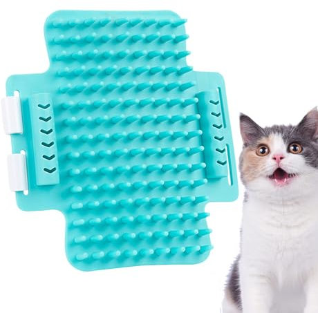 Wandbürste für Katzen | Katzenhaarbürste mit verstellbarem Silikonband - Tierhaar-Reinigungsbürste mit rundem Kamm, Zähne für Katzen und Hunde