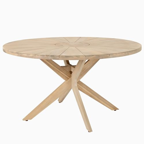 Riess Ambiente Runder Gartentisch KOPENHAGEN - 140cm - Natur Akazie - Massivholz Outdoor wetterfest
