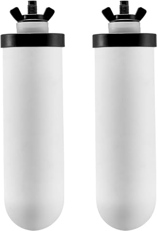 VEVOR Filtres à Eau de Rechange Lot de 2, Purificateur d’Eau Compatible avec la Plupart des Marques, Filtre à Charbon Actif et Céramique pour Système de Filtration d'Eau par Gravité, Blanc, Domicile