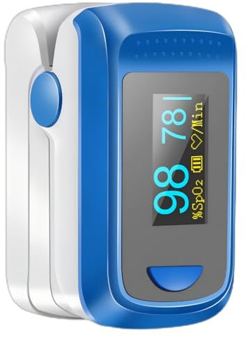 Oxygen Monitor Finger Adults, Fingertip Pulse Oximeter CE Approved, UK Standard, SpO2 Blood Oxygen Saturation Sats Monitor Oxymetre Includes Batteries (blue, 1PCS)