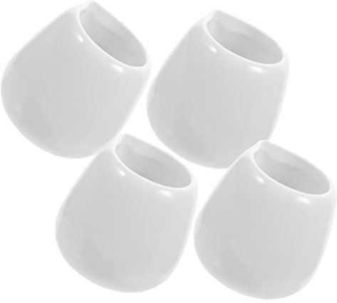 PHENOFICE 4pcs Mini White Ceramic Gravy Boat and Sauce Dispenser Set Small Milk Sauce Pourer for Restaurant Table Condiment Serving