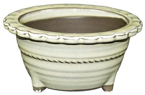 Vaso per bonsai Giapponese Morrisan rotondo in gres smaltato bianco 12,5x12,5x6 cm - B04-14a