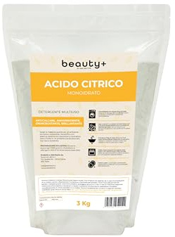 Beauty Plus, Acido Citrico Naturale in Polvere, Prodotto Biologico, Ideato per uso Domestico, Ammorbidente Ecosostenibile, Made In Italy, 3 Kg