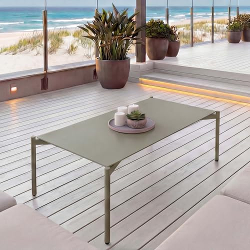 Mendler Aluminium-Gartentisch HWC-O11 105x65cm - hellgrün | Outdoor, Loungetisch, Kaffetisch, Tisch, Balkontisch