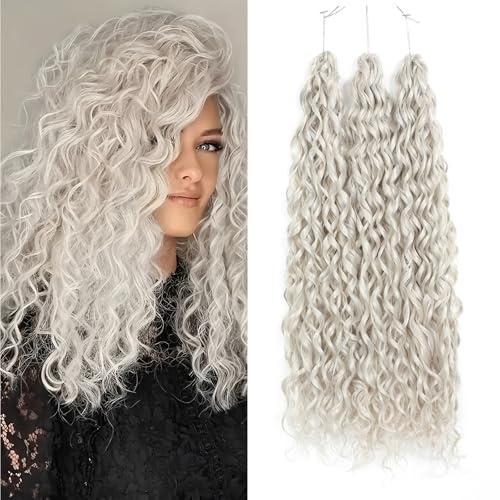 WoWCFyyds 24Inch Deep Wave Twist Curly Crochet Hair Extensions Pack Deep Wavy Air Curl Bulk Hair Synthetic Boho Braids Water Wave Crochet Hair Extension for Women (56C, 24Inch-3Pack)