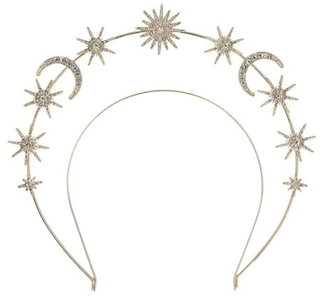 NEU Sonne-Mond-Sterne-Krone auf Haarreif, gold