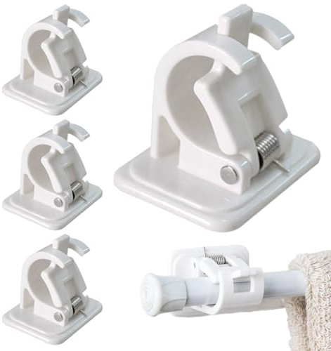 4PCS Self-Adhesive Curtain Rod Brackets - No-Drill Drapery Hook Holders for Curtain Poles, Towel Rods, or Fixing Rods, Ideal for Home, Kitchen, Bathroom, or Hotel Use