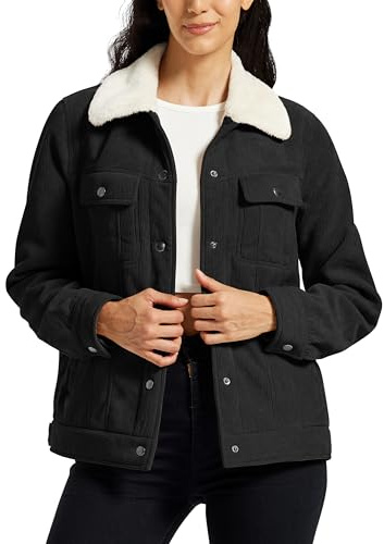 MoFiz Women Winter Fleece Jacket Fashion Button Down Casual Corduroy Jacket | Warm, Sherpa Lined Jackets, Transitional Jacket, Autumn Winter Coat, Daily wear, Shopping, Party, Outdoor Fleece Jacket.