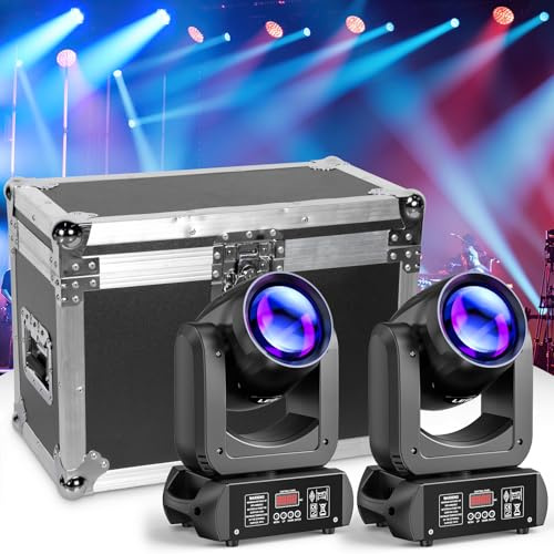 2 unidades 150W cabeza móvil LED luces para iluminación de escenario y Caja de transporte Fly case, luces de fiesta activadas por sonido para bodas, iglesias y eventos en vivo