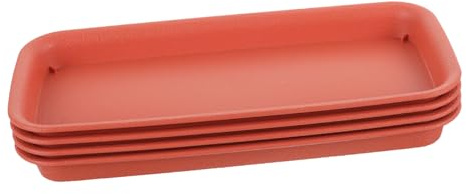 TOBBOMEY Vassoio per Piante Rettangolare in Plastica 4 Pezzi, Sottovaso per Fioriera da Interno ed Esterno, Raccogli-Acqua per Vasi di Fiori Superficie Stabile, Protezione Pavimento e Drenaggio