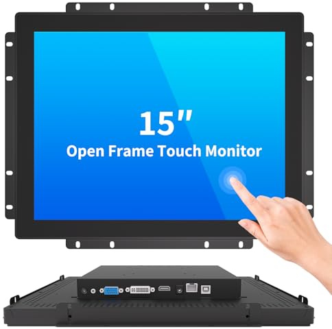 LMENGER 15IN Open Frame Touch Monitor, PCAP 10-Point Touch Industrial Touchscreen Monitor, with HDMI/VGA/DVI Interface, Active Matrix TFT LCD,LED Backlight, with VESA Mount