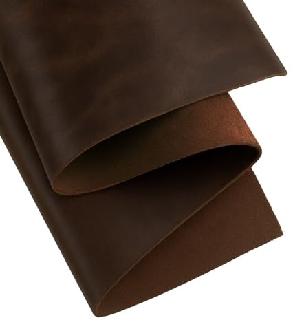 Real Leather Sheets | Full Grain Tooling Leather | 1.3-1.5mm Thick | Cowhide Leather Sheet for Leathercrafts, Repairing and Home Decor by Kozmo (Rustic Brown Oil-Tanned, 12 X 24)