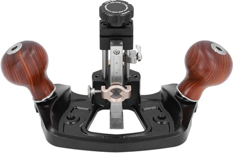 Chrees Mini Cepilladora para Trabajar la Madera, Cepilladora Manual de Banco Alisadora de Aleación de Aluminio con Boca de Cepillado Ajustable y Mango de Caoba, para Artesanías de