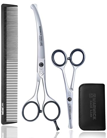 Professional Dog Grooming Scissors Set 6.5 Pet Grooming Scissors for Dogs, Cats, Rabbit & All Pets, Stainless Steel Curved Scissor with safty Round tip (2 Pieces Set 6.5 & 4.5 Inches)
