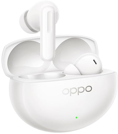 OPPO Enco Air5 Pro Bluetooth 6.0 hörlurar med aktiv brusreducering 55dB, upp till 54 timmars batteri, LHDC Hi-Res-ljud, låg latens 94ms, IP55, vit