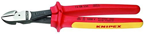 Knipex 7408250SBA 10-Inch High Leverage Diagonal Cutters - 1000 Volt