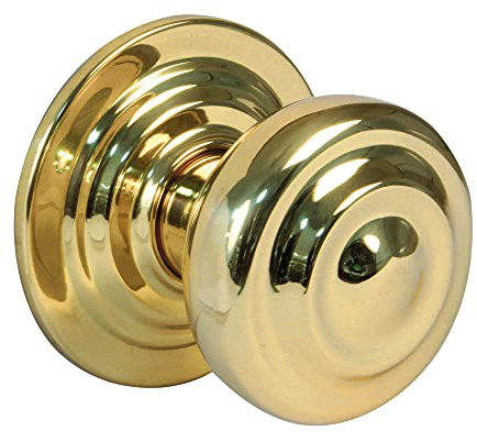 Amig - Pomo Redondo para Puertas Exteriores de Entrada - Tirador para Puerta Principal del Hogar - Diámetro tirador Ø70 mm - Latón - Dorado - Incluye Tornillo y Tuerca de Fijación