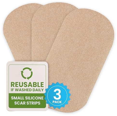 EpiDerm Silicone Gel Scar Small Strips - Premium Fabric-Lined Silicone Scar Sheets for Small Scars - Non-Medicated, Washable & Reusable Scar Tape - Gentle on All Skin Types - 3-Pack, Natural Tone