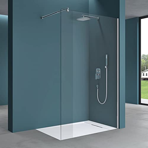 Mai & Mai Duschwand für Dusche Duschabtrennung 140x200cm Walk-In ESG-Sicherheitsglas 8mm NANO Glas BRAM1 Bremen1K