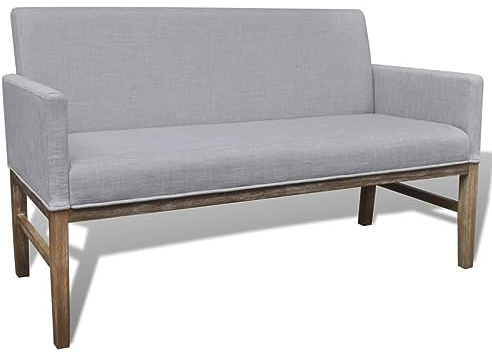 vidaXL Holz Sitzbank Stoffbezug Loungebank Wartezimmer Polsterbank + Rückenlehne