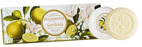 Saponificio Artigianale Fiorentino, Pflanzenseife duftend mit Bergamotte und Gardenie 3 x 100 Gramm