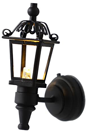 rosenice Puppenhaus Miniatur 1:12 Möbel LED Wandleuchte Modell Batteriebetrieben 1st (Schwarz)