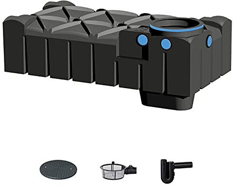 PREMIER TECH AQUA GmbH Zisterne 1500 Liter ECO Flachtank F-LINE inkl. Deckel, Korbfilter und Überlaufsiphon - Kunststoff, Kunststoffzisterne, Komplettset