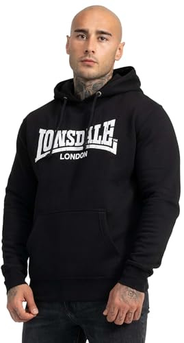 Lonsdale London Wolterton Huvtröja för män, svart streetwear, svart, M