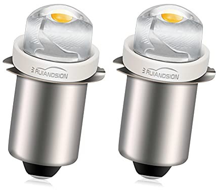 Ruiandsion P13.5S Torch Light Bulb 3-18V 0.5W Yellow LED Light Bulb,100 Lumens,Negative Earth (Pack of 2)