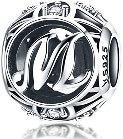 Geburtstags-Charm-Anhänger aus echtem 925er-Sterlingsilber, DIY-Initiale A-Z, Alphabet-Charm-Anhänger für Pandora-Charm-Armbänder