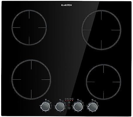 Klarstein Placa Vitrocerámica Eléctrica 6000W, 4 Fuegos, Encimera para Cocina