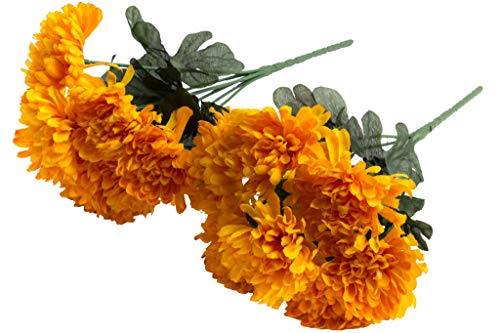 DPI künstlicher Chrysanthemenstrauß mit 7 Stielen (2 Stück) (gelb)