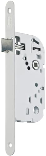 Vachette Serrure à Encastrer bec de cane, sans clé, Axe à 40 mm, Coffre 135 mm - D12 - Réversible sans démontage, Têtière bouts ronds - Pour Porte de Cuisine, Salon - Blanc, Gâche incluse
