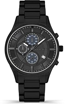 POLICE Vault Quadrante nero Bracciale in acciaio inossidabile nero Orologio cronografo da uomo, 44mm