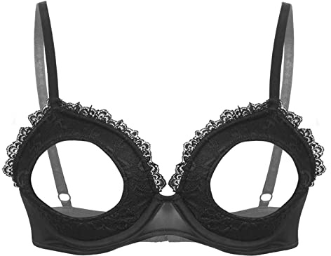 Alvivi Femme Soutien Gorge Push Up Brassière Redresse Seins Dentelle Bralette Bretelles sous Vêtement Lingerie Ouvert Underwear S-5XL Noir 5XL